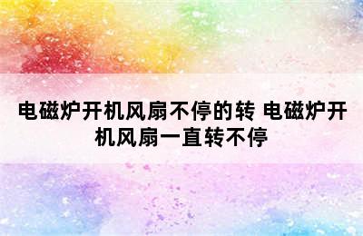 电磁炉开机风扇不停的转 电磁炉开机风扇一直转不停